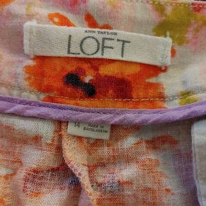 Loft shorts size 14. With various shades of pink flowers.